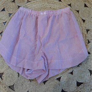 Free People Red and White Striped High Waist Shorts